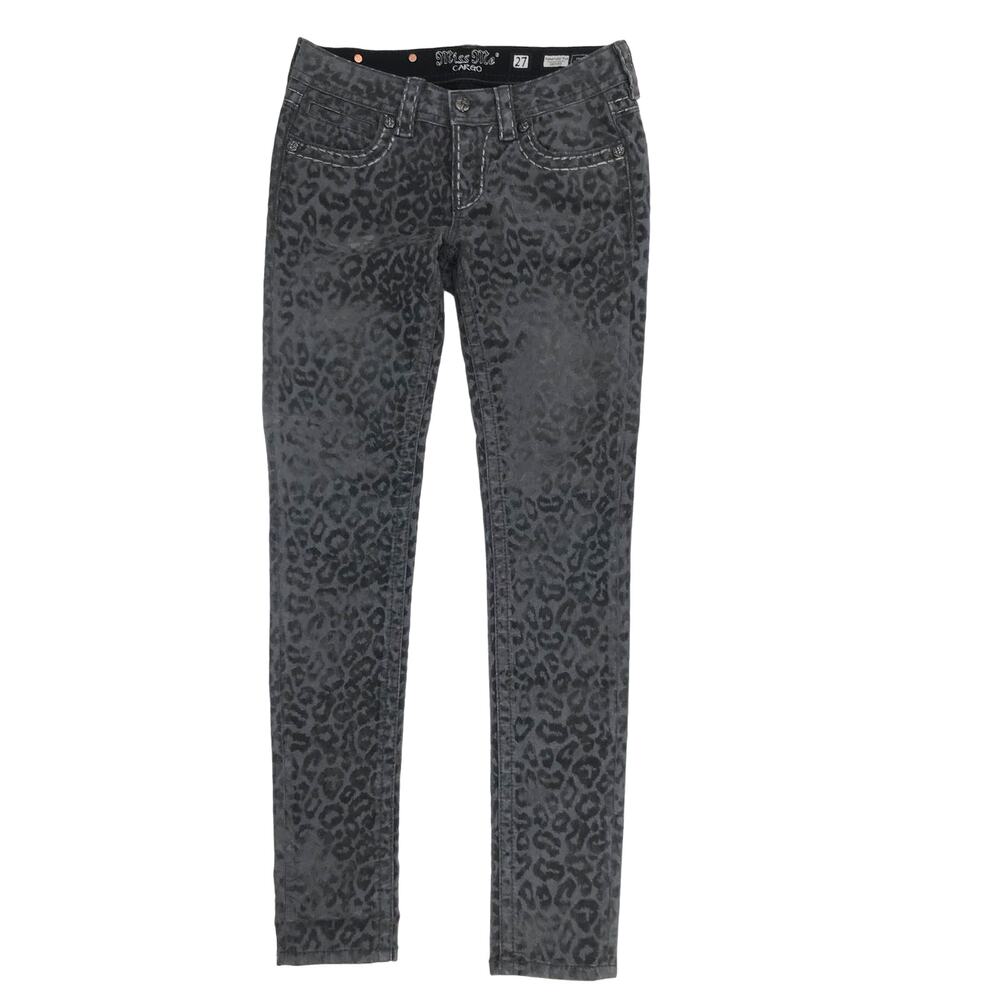 Miss Me Cargo Gray Leopard Print Signature Rise Skinny Jeans Size 27